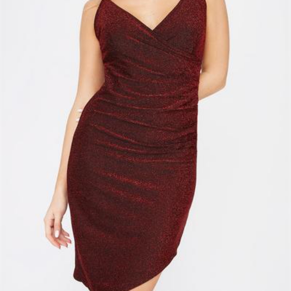 Burgendy Asymmetrical Dress